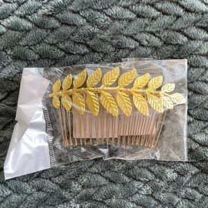 Gold metal leaf hair pin